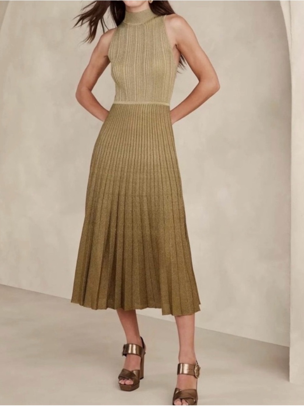 Banana Republic Lustro Metallic Sweater Midi Dress